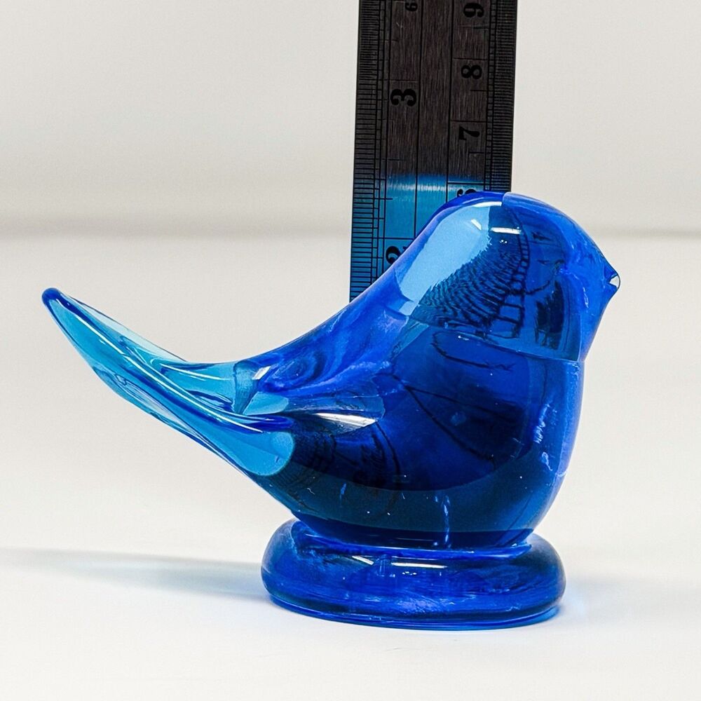 Leo Ward 1987 Blue Bird of Happiness Pair Signed UV Reactive Art Glass - Picture 9 of 10